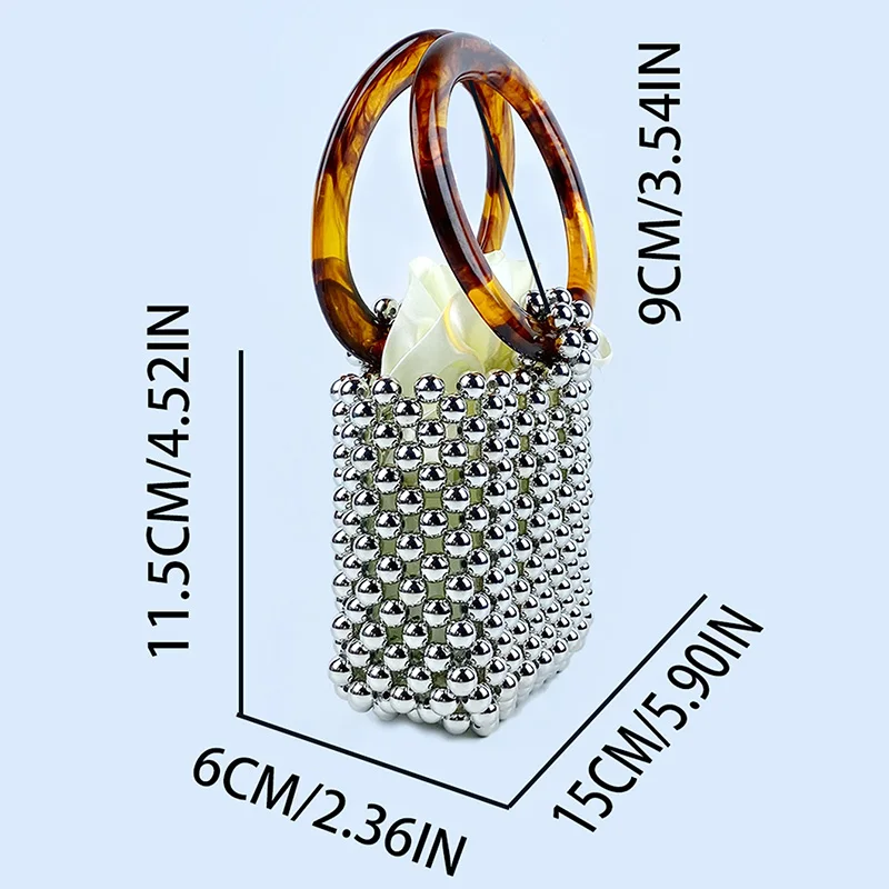 24 new niche designs, high-end textured beaded woven bead bag, circular ring portable bucket bag