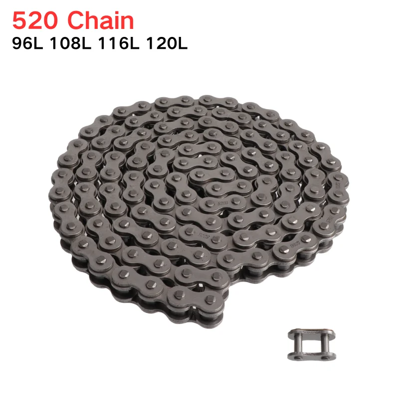 AliExpress NONE Motorcycle 520 Chains With Spare Chain Link 96L/108L/116L/120L Drive Chain For UTV ATV Buggy Quad Dirt Bike Motocross Accessory
