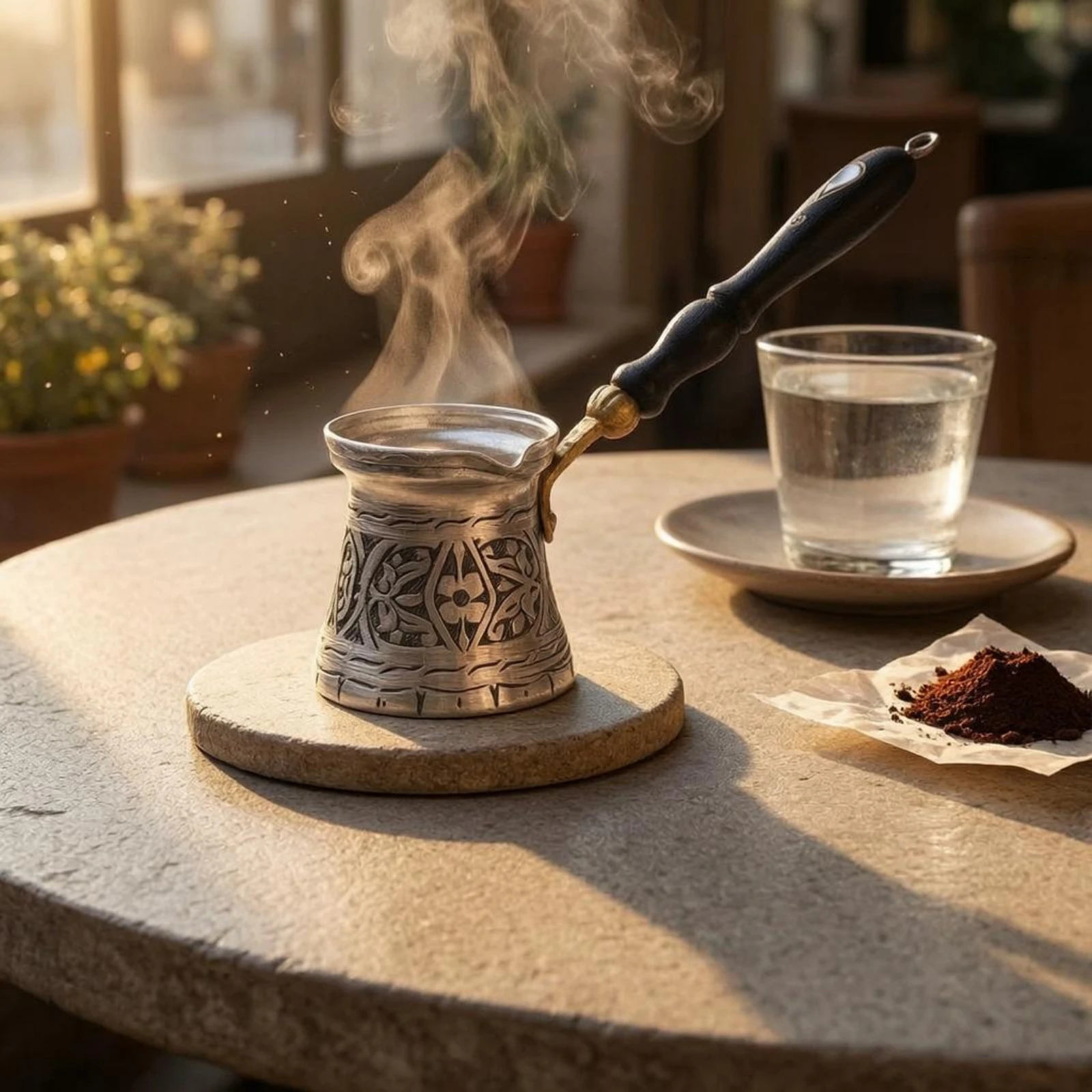 Hand-Engraved Coffee Pot Flared Rim Copper Coffee Pot Cookware Handmade Home Utensil Antique Style