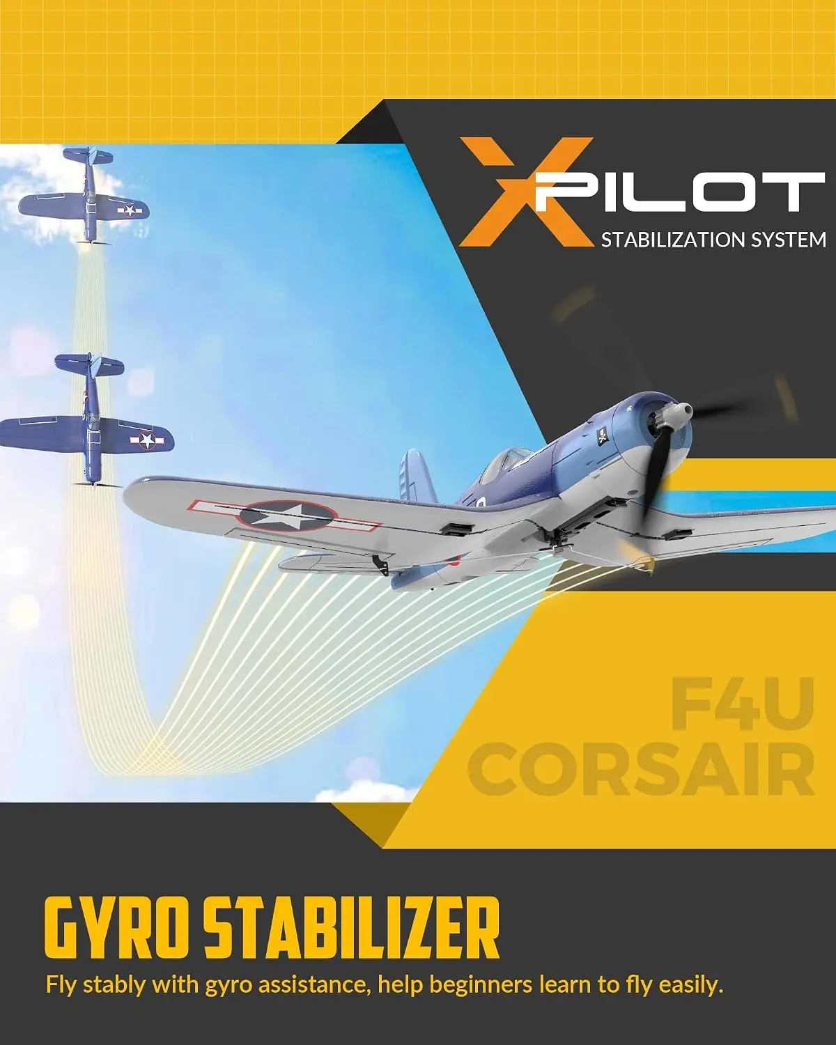RC Plane for Beginners, 4CH WWII RC Airplane F4U Corsair with Aileron, 2.4Ghz Remote Control Plane with Xpilot Self Righting & O