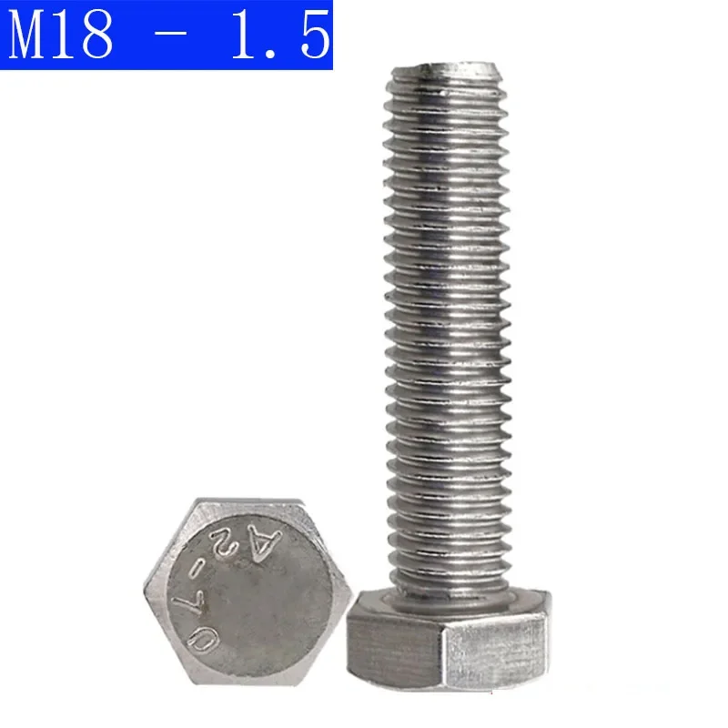 

M18 - 1.5 ( 18mm ) Fine Thread 304 Stainless Steel Hex Cap Bolt / Screw DIN 933 Tap A2 - 70