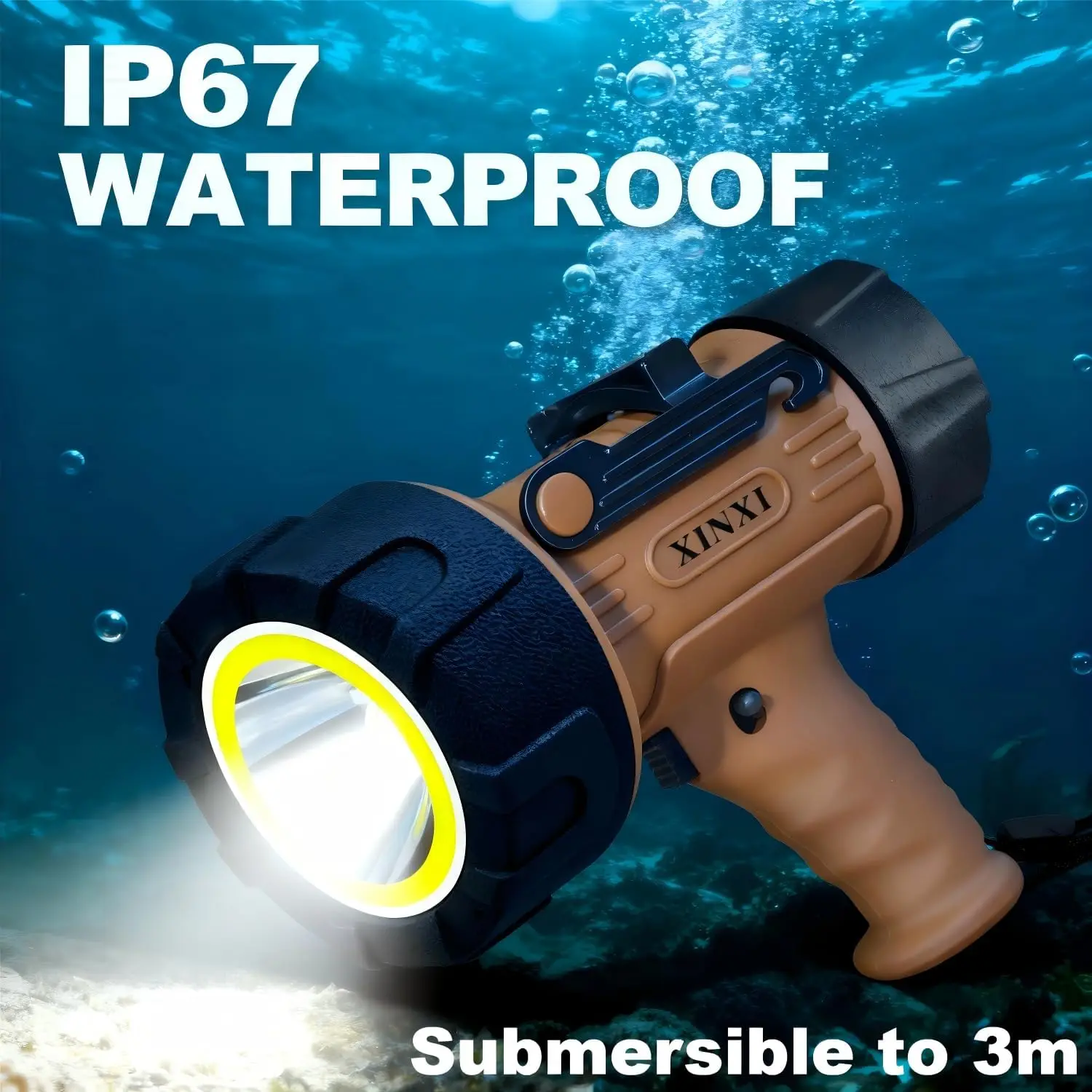 كشاف COB قابل لإعادة الشحن بقوة 1,000,000 لومن، مقاوم للماء IP67، مصباح يدوي محمول طويل مع فلتر أحمر للصيد والأسماك