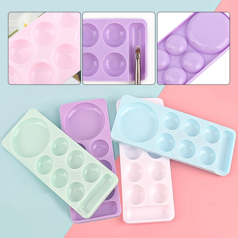 Makaron-Farbpalette aus Kunststoff mit mehreren Fächern für Gel-Nagellack-Pigmentmischungen, wiederverwendbares Nagelkunst-Zeichenwerkzeug für Nagelstudios