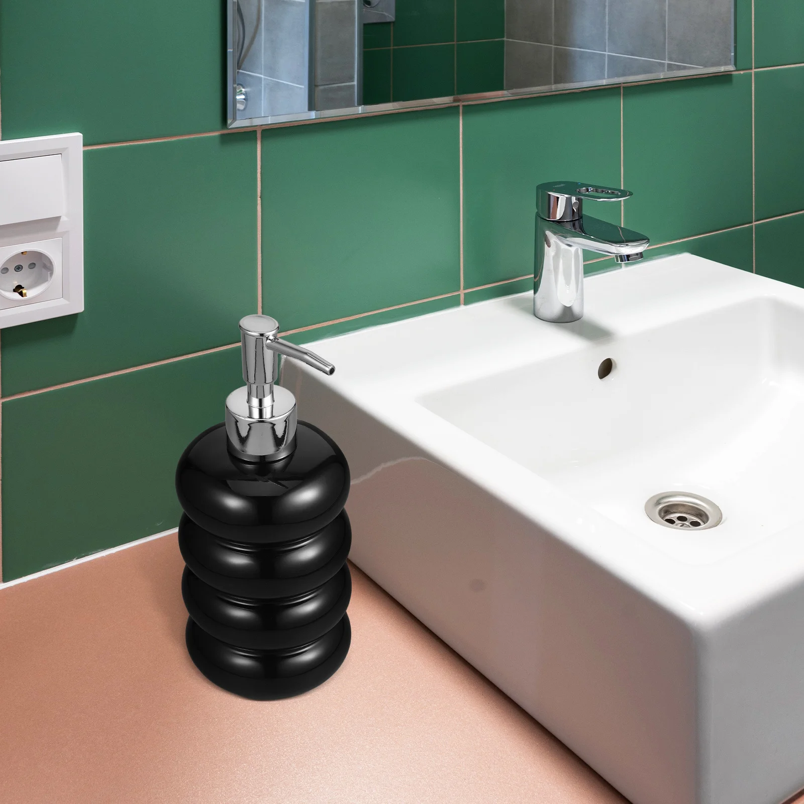 

Ceramic Lotion Dispenser Bottle Silver Coated Empty Soap Container Press Type Pump for Bathroom Kitchen Home Hotel Refillable