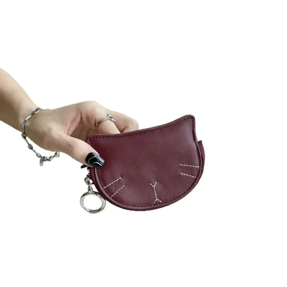 

Stylish Cute Cat Small Change Purse Leather Large Capacity Sheepskin Coin Purse Compact Portable ID Card Bag Gifts