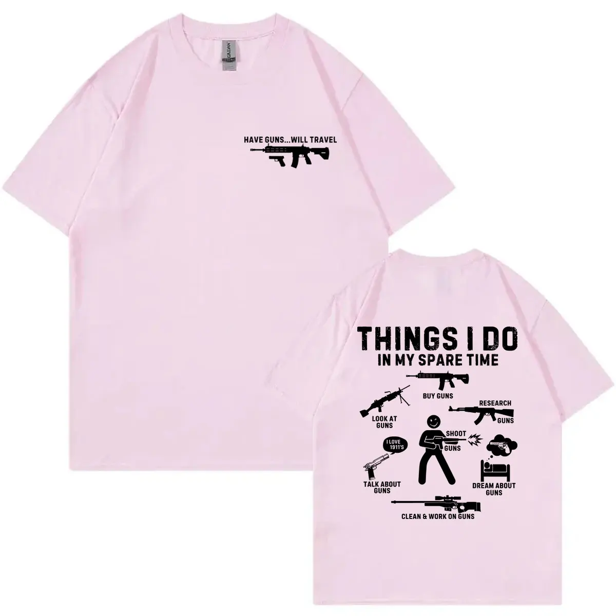 Things I Do in My Spare Time Funny Gun T-shirt High Quality Fashion Short Sleeve T-shirts Unisex Casual Loose Cotton T Shirts