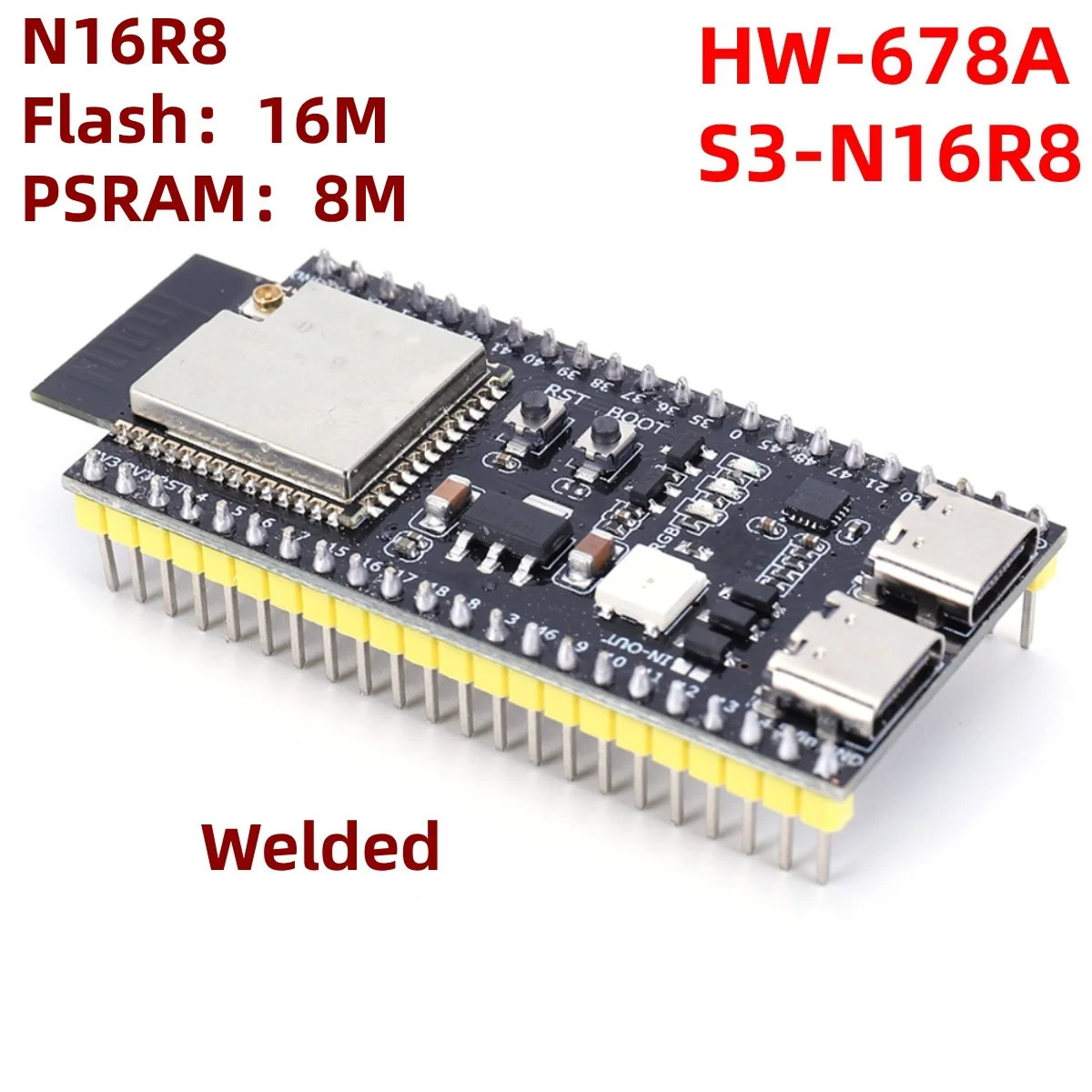 ESP32-S3-DevKitC-1 Bluetooth 2.4G Wifi Module Development Board voor Arduino 16 MB FLASH 8 MB PSRAM 44Pin Dual Type-C N8R2 N16R8
