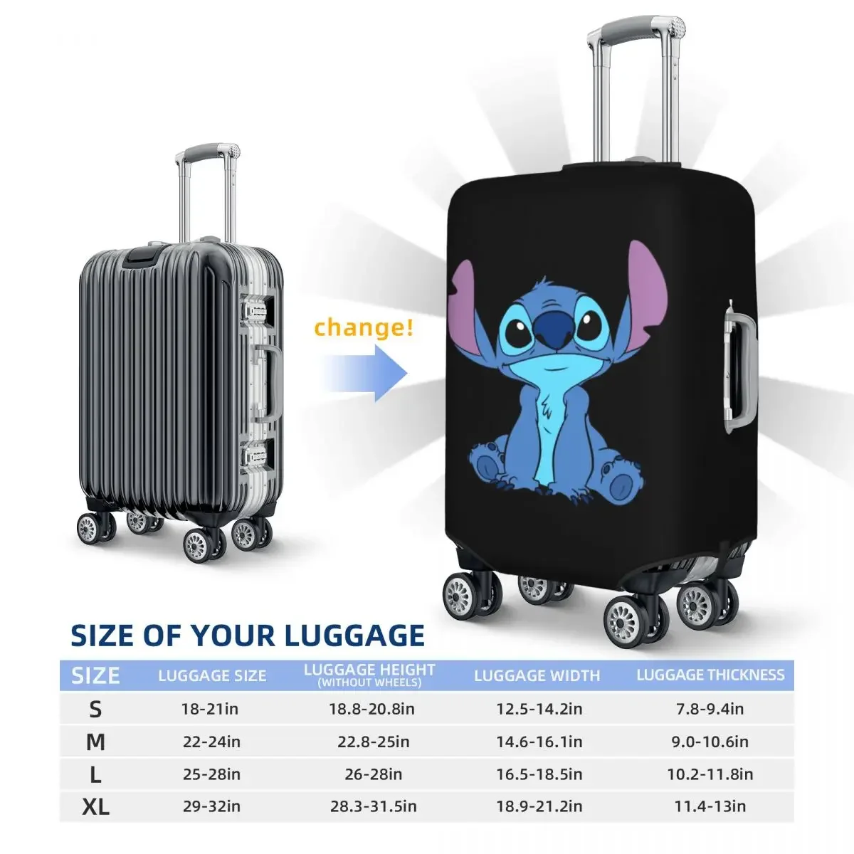 Custom Stitch Luggage Cover Elastic Travel Suitcase Protective Covers Suit For 18-32 inch