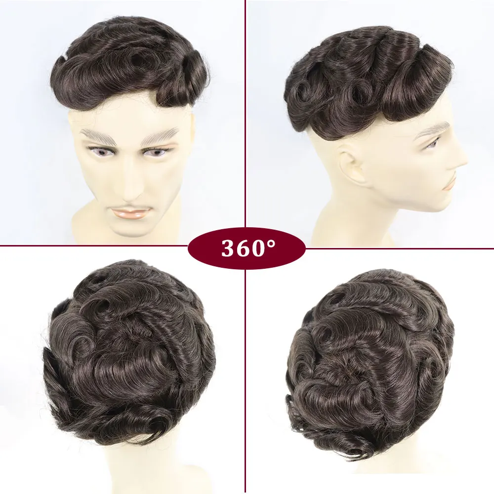 16x24 سنتيمتر البني أستراليا قاعدة الرجال الشعر المستعار شعر الإنسان تنفس الدانتيل مع بولي PU قطعة شعر غير مرئية الرجال الشعرية الاصطناعية 130%