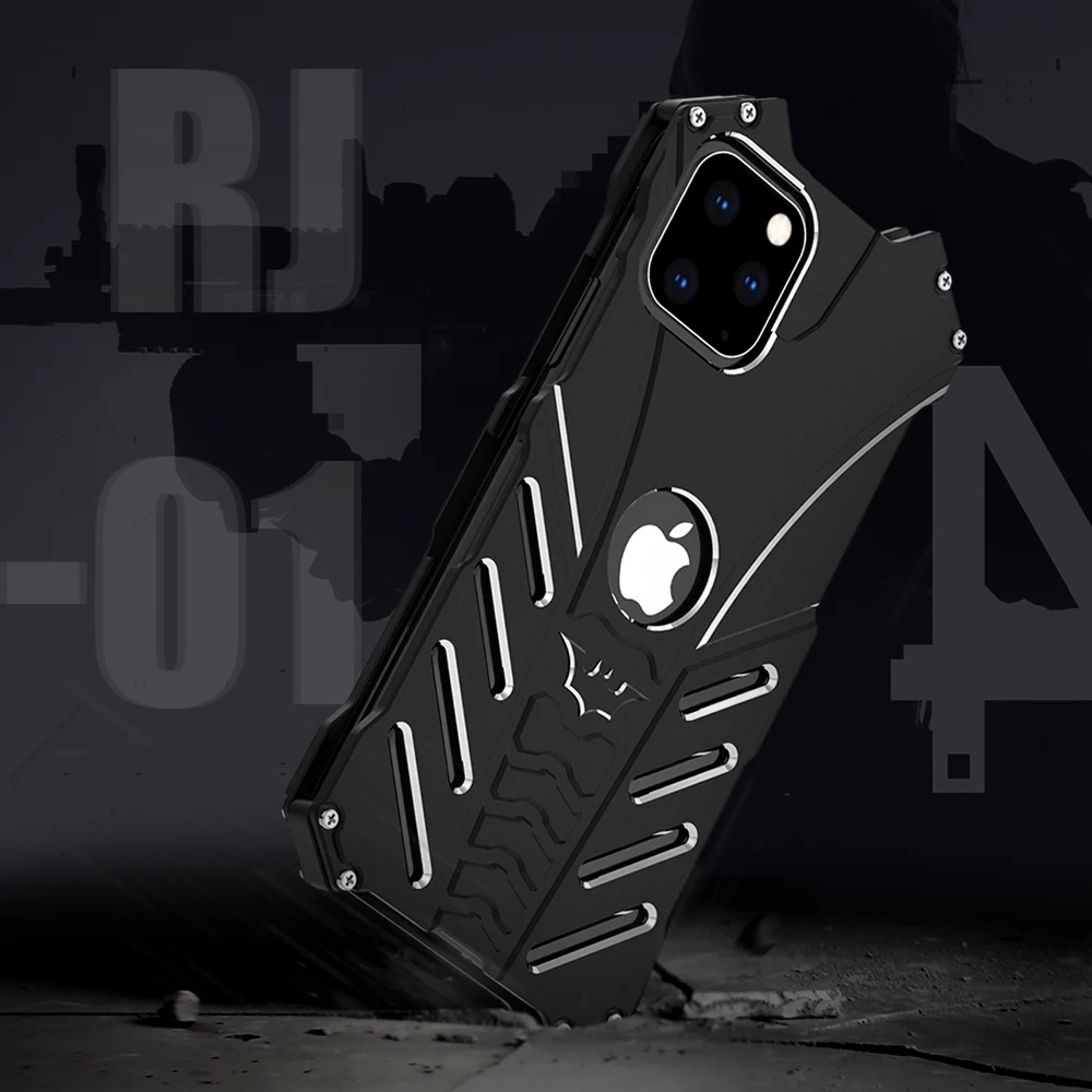 R-just Phone Case For Iphone 15 14 Plus 13 12 11 Pro Max  Armor Heavy Duty Metal Aluminum Cover For Iphone 7 8 X Xr Xs Max Se