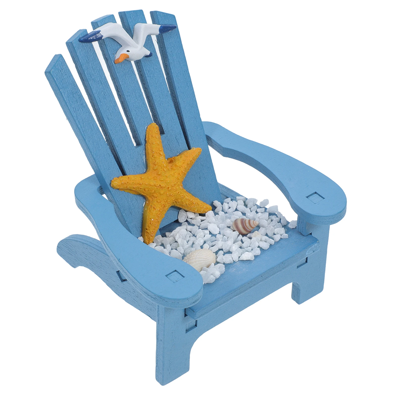 ミニチュアビーチ小さな木製椅子、マイクロランドスケープ、航海家風の家の装飾用、ミニデッキチェア、ミニチュアチェア用