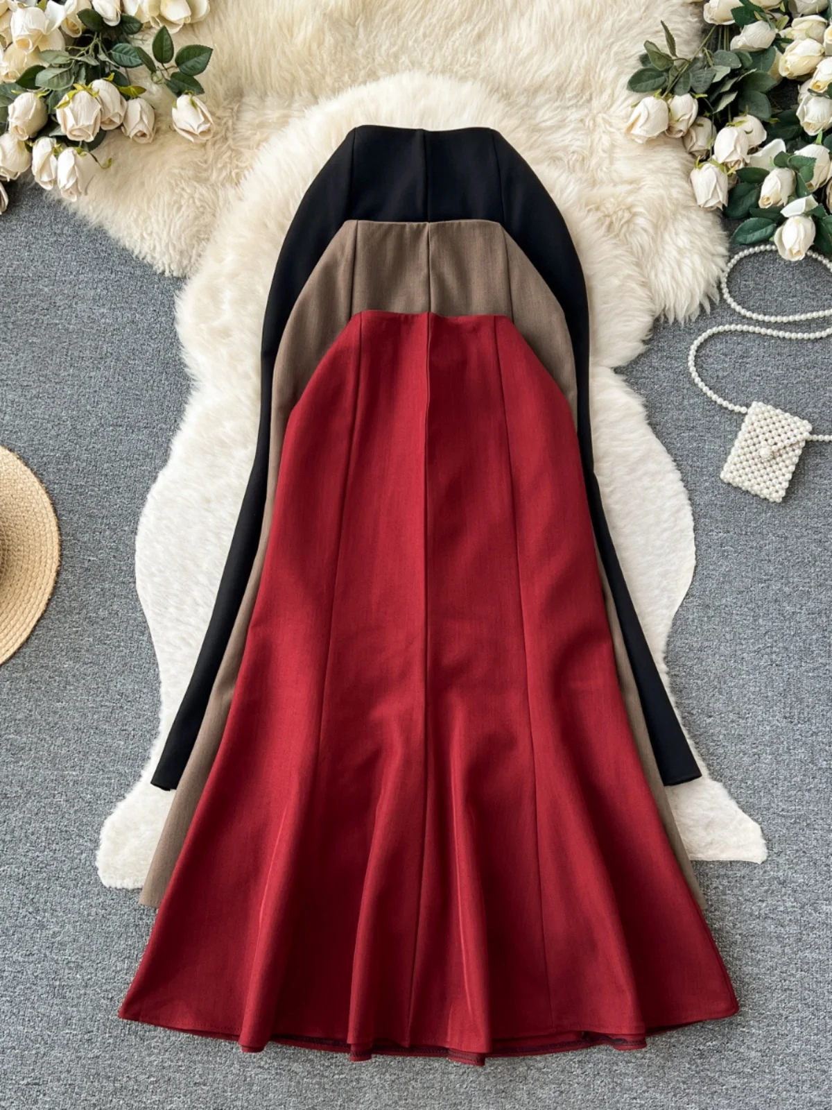 

Fashionable High Waist Bodycon Fish Tail Skirt Women's Mid-Length A-Line Skirt Simple Stylish Versatile New 2023 Commute Style
