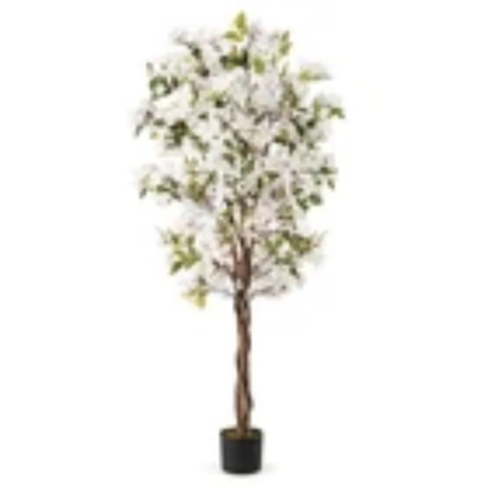 

6 FT Artificial Bougainvillea Tree w/910 Flowers, 105 Leaves, Real Wood Trunk