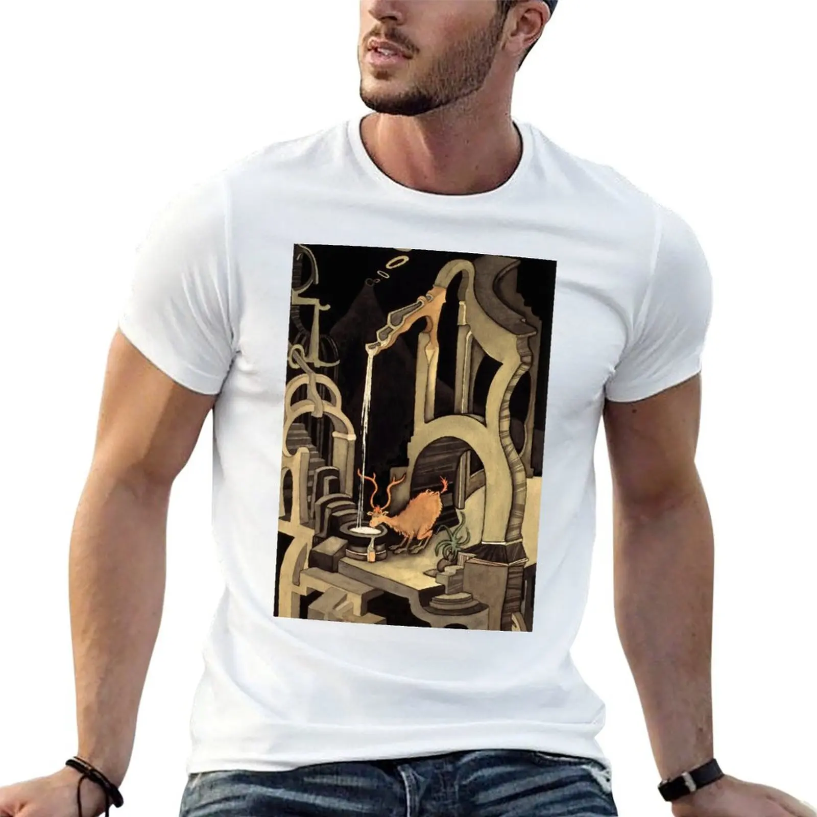 Midnight -The Stag at Eve Theodor T-Shirt Simple Casual Short Sleeve Cotton T-Shirt