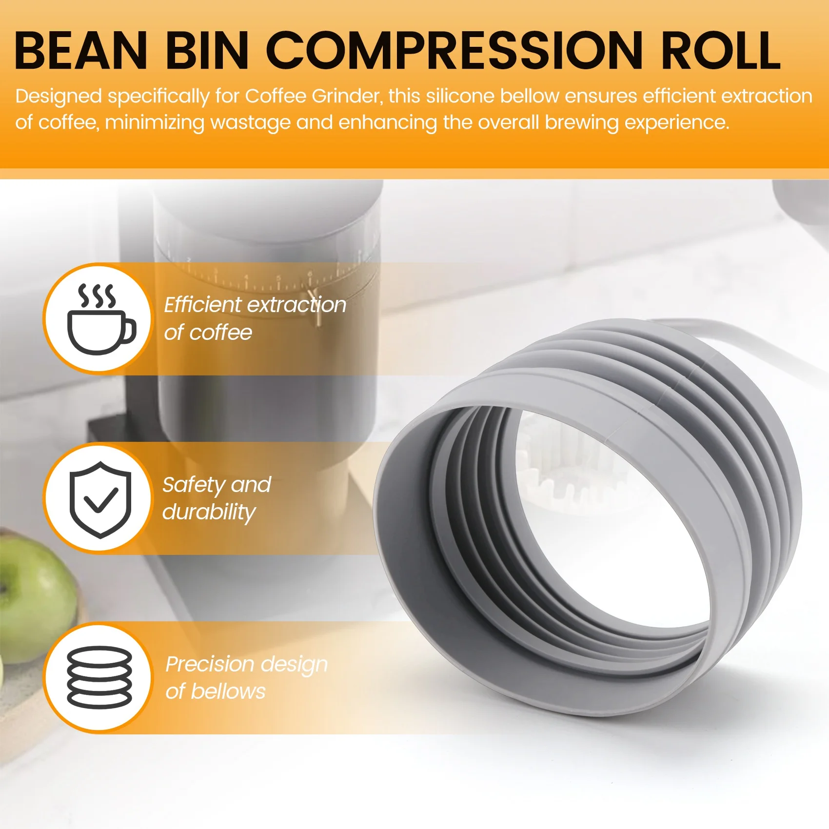 B90B-Silicone Bellows For Fellow Opus Coffee Grinder, Bean Compression Slag Cle…