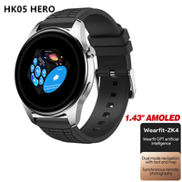 2025 HK 05Hero Smartwatch Adaptable Android IOS System 1.43'' Super AMOLED Round Screen 260mAH BT Call Smart watches for men