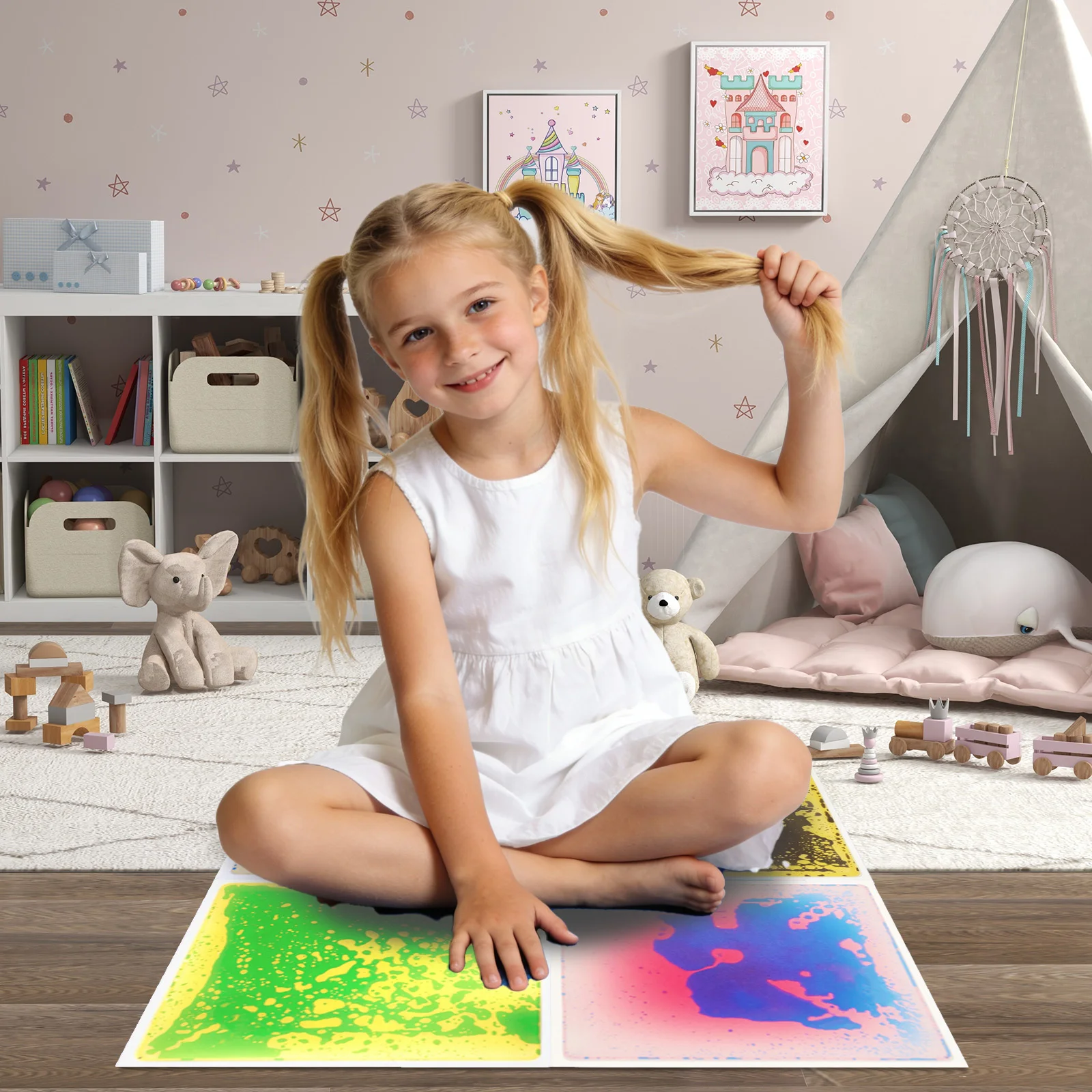 Piastrelle per autismo da 4 pezzi per bambini, stanza sensoriale, tappetini calmanti, piastrelle per calcare le esigenze sensoriali