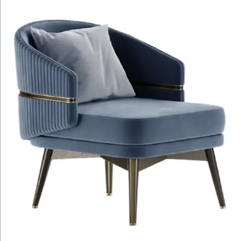 Nordic solid wood fabric sofa chair, model room living room leisure chair, hotel club sales office reception negotiation chair