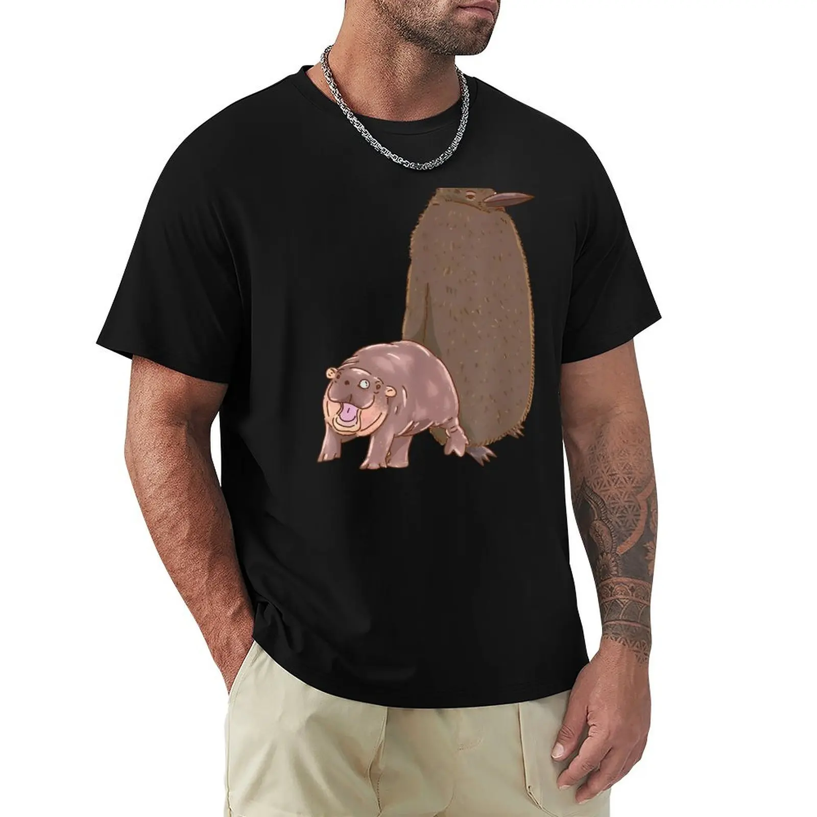 

Pesto Penguin And Moo Deng T-Shirt custom shirt korean fashion cotton man t-shirts designer t shirt men