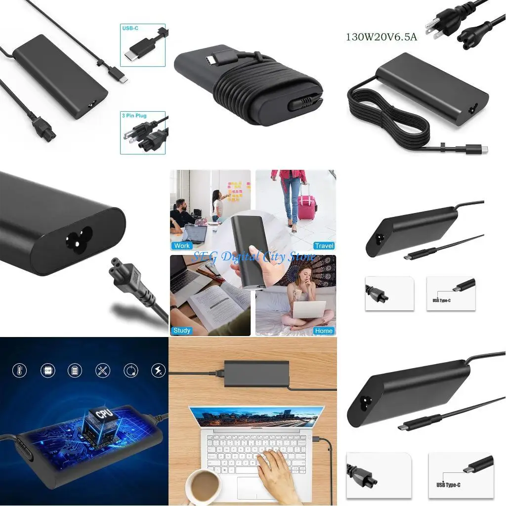 

U75B 130W-20V 6.5A-TYPE-C Laptop Power AC Adapters for XPS 15 9575 9570 9500 XPS 17 9700 Laptops Power Supply Repair Part