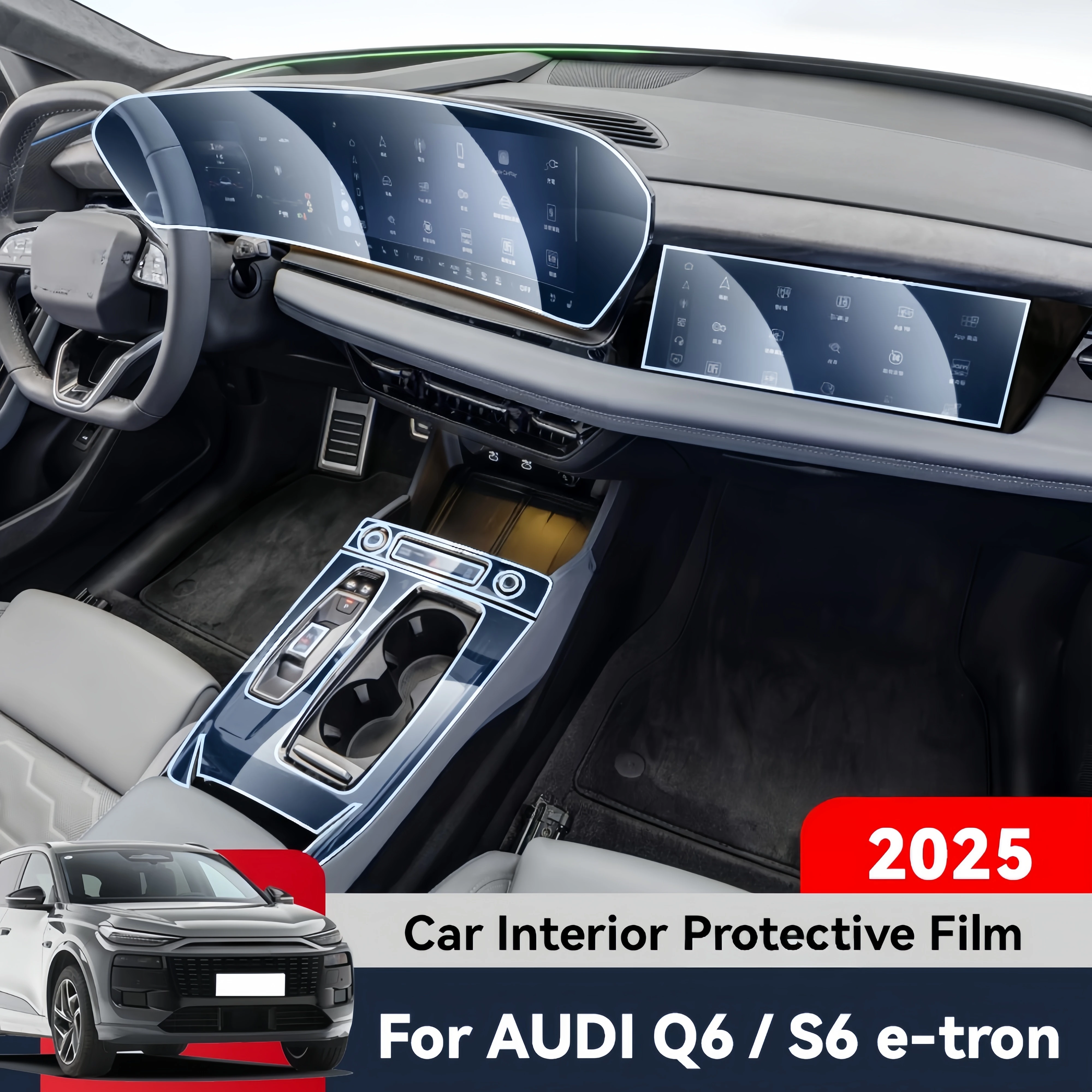 Auto Central Control Screen TPU Navigation Anti Scratch interior Protection Film GPS Navigation For AUDI Q6 S6 E-tron 2025