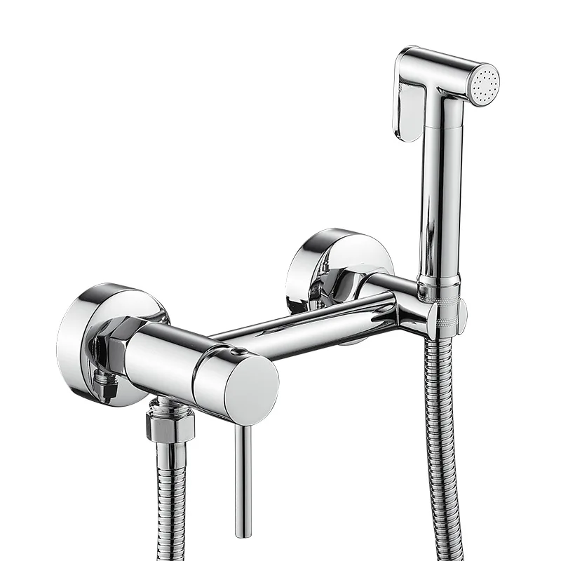 Brass Bidet Faucet Black Toilet Faucet Handheld Toilet Bidet Sprayer Set Hygienic Shower Hot Cold Water Mixer Shower Head