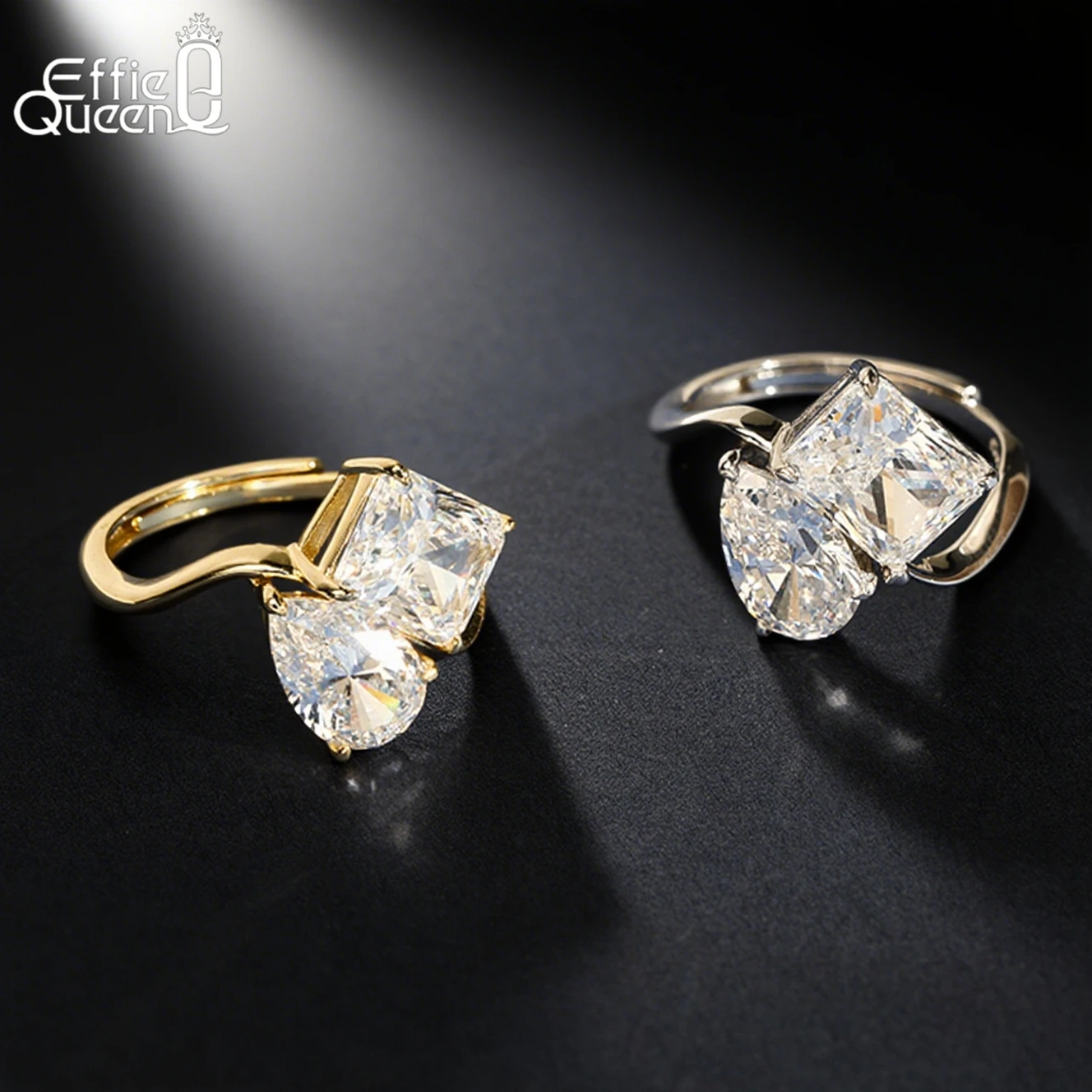 

Кольцо Effie Queen с модным дизайном в виде когтей, белый циркон 8А, серебро 925 пробы, минималистичное, сверкающее, с прозрачным цирконом, открытое кольцо, свадебное украшение LZR42