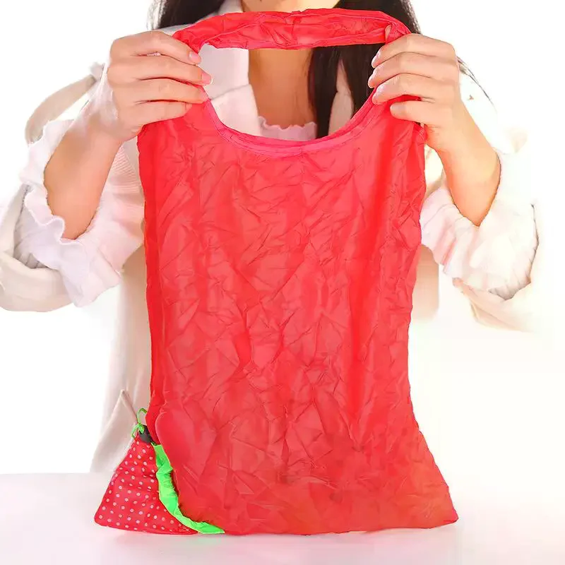 Foldable Strawberry Shaped Reusable Shopping Bag Large Capacity Lightweight