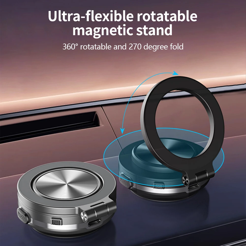 Car Phone Holder Magnetic Mount 360° Rotating Vacuum Adsorption Strong Magnet for iPhone 12 13 14 15 16 Pro Max