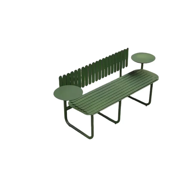 Simple Park Open-air Metal Bench Bench Square Pedestrian Street Outdoors Wrought Iron Integrated Table and Chair Outdoor