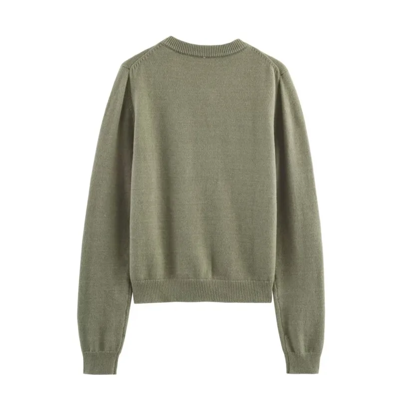 NERHEFZ 여성 단순한 버튼 달린 가디건 가을 신축성 니트 캐주얼 여성용 기본 탑 리브드 트림 긴 소매 여성 스웨터