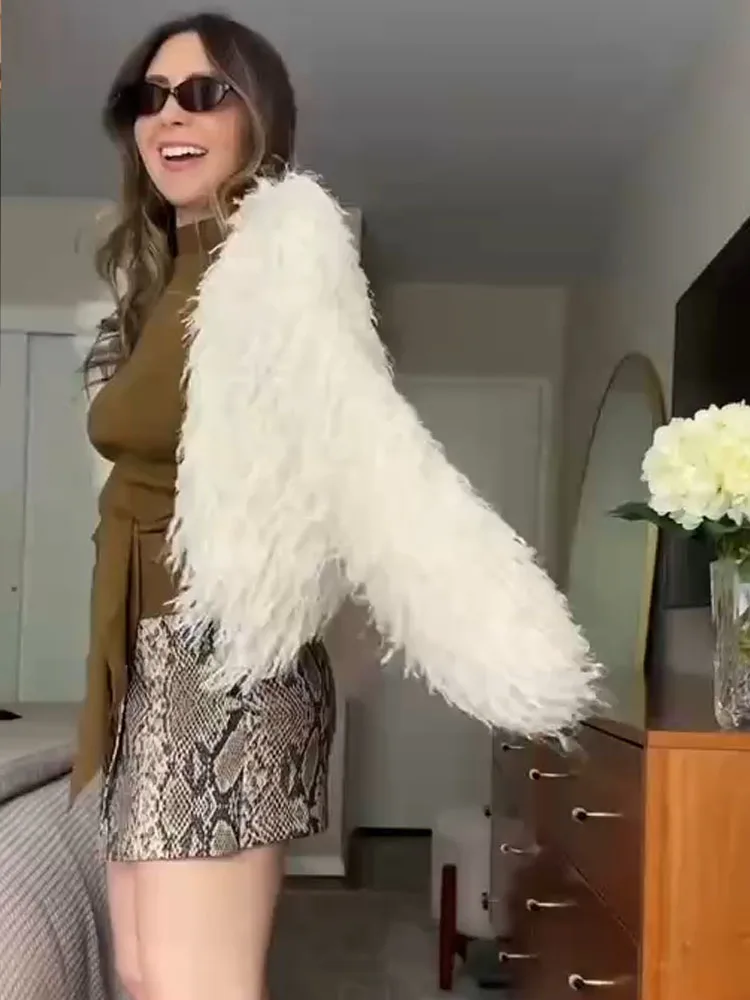 

HH Women Fashion Solid O-Neck Long Sleeve Natural Imitation Fur Coat Female Winter Warm Loose Outwear Casual Pockets Jacket