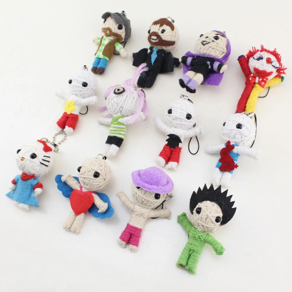 5PCS Cute Mini Knitting Voodoo Doll Horror Revenge Voodoo Doll Handmade Woven Keychain Needle Plush Toy Halloween Gift Accessory