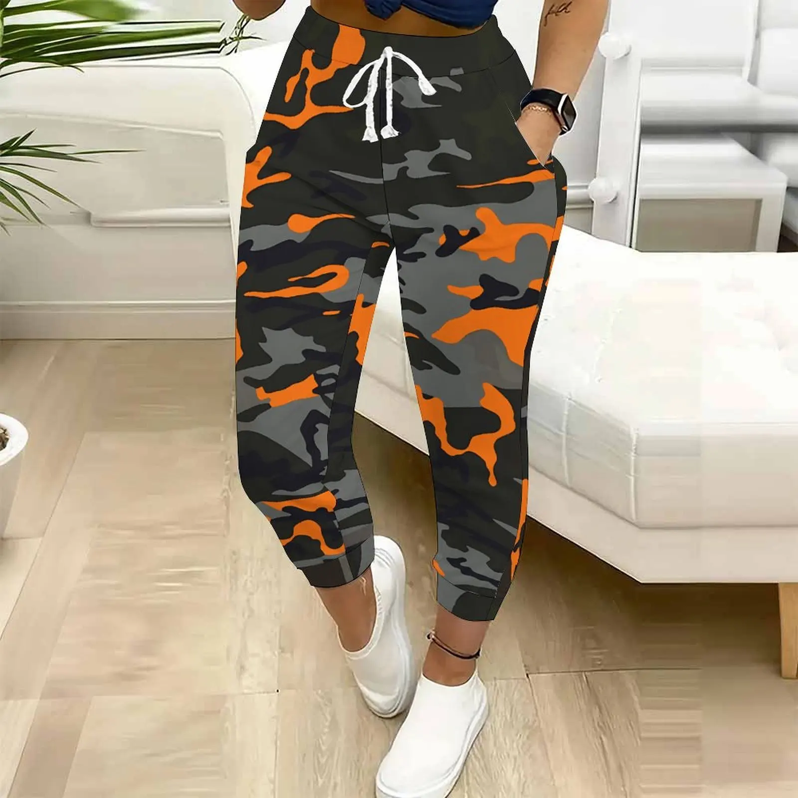 Women's Fall/Winter Retro Print Drawstring Jogging Pants Pockets Ninth Pants Sweatpants Commuting Holiday Beach Casual Wear