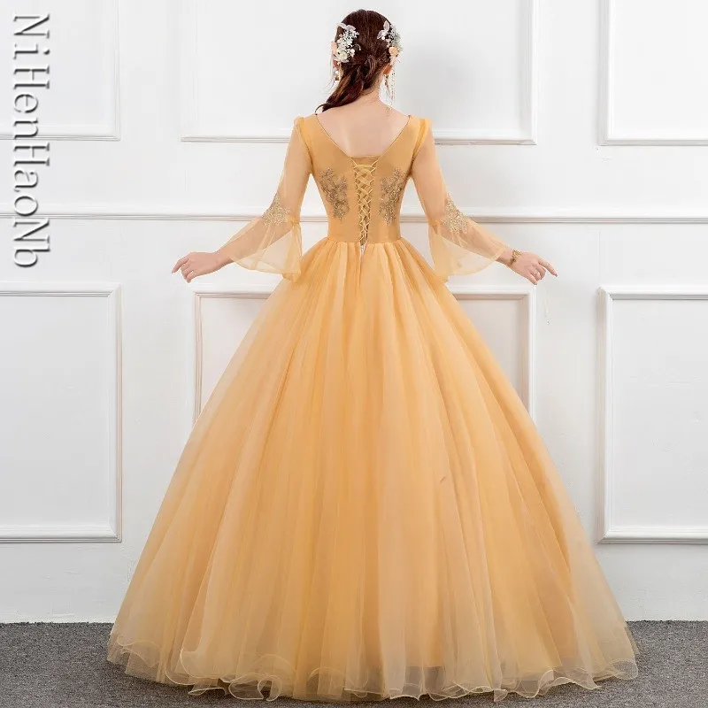 2023 New Arrival Quinceanera Dresses Full Sleeve O-neck Ball Gown Prom Party Dresses Vestido 15 Anos