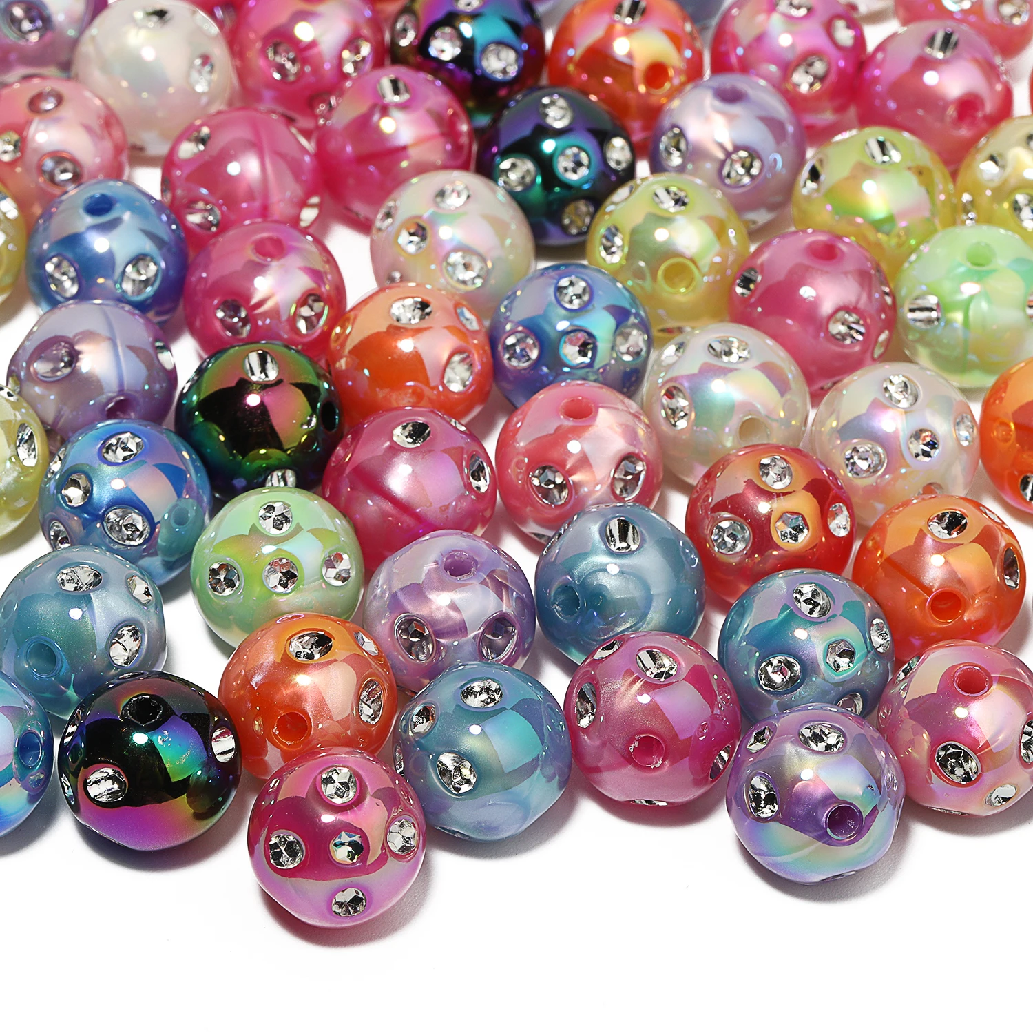 10pcs 15mm Mixed Color Rhinestone Acrylic Beads DIY Pen Design Spacer Bead for Jewelry Making DIY Bracelets Crafts Supplies