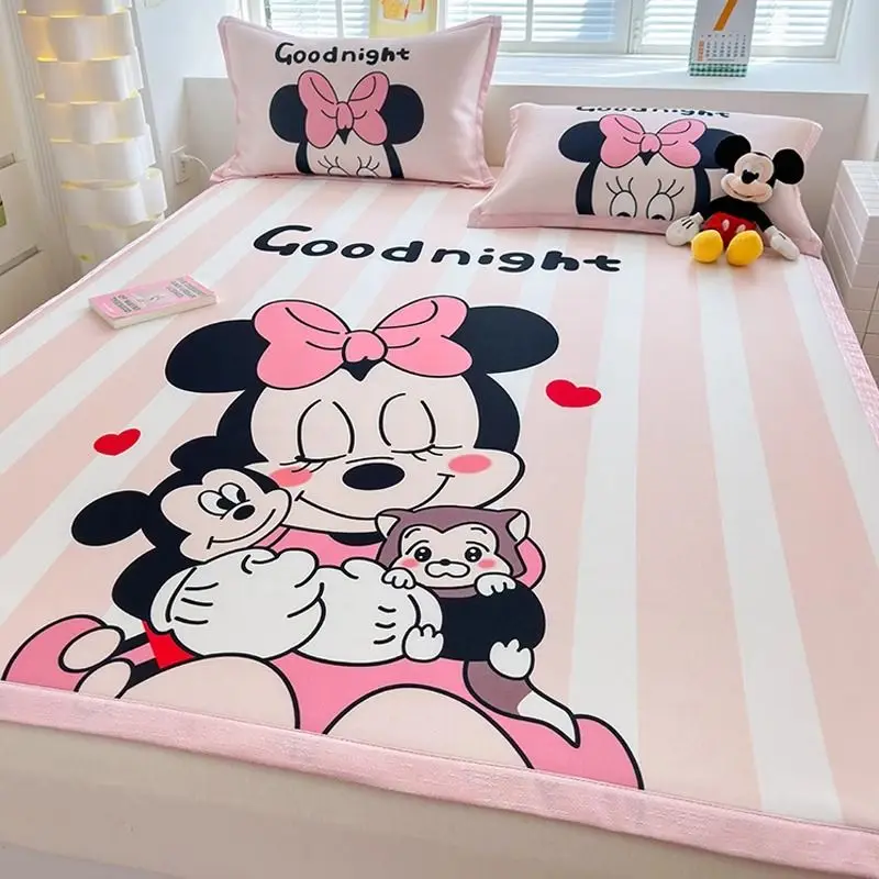 

Disney Minnie Mickey film and television periphery cold mat summer home dormitory air conditioning soft mat three-piece set