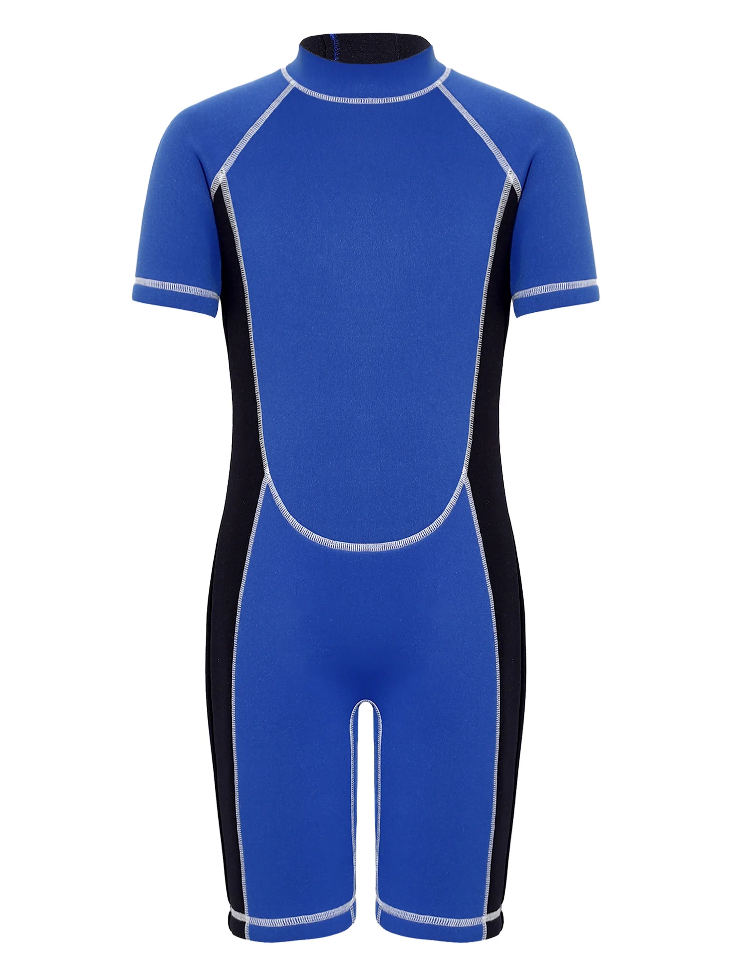 

Kids Girls bodysuit Mock Neck Short Sleeve Back Zipper Thigh Length Jumpsuit Stretchy for Snorkeling Surfing Paddleboarding