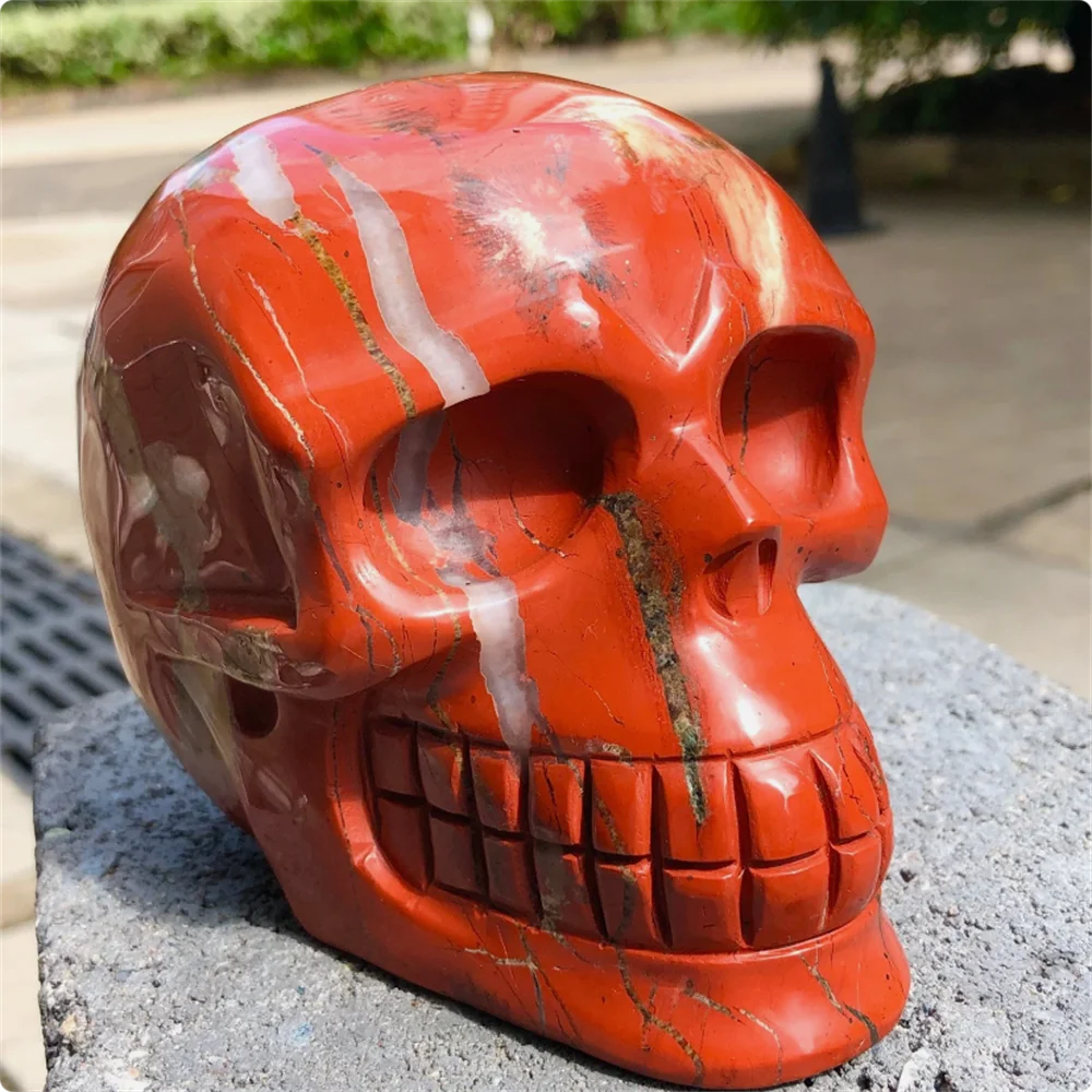 Natural red jade quartz skull hand carved crystal skull restoration
