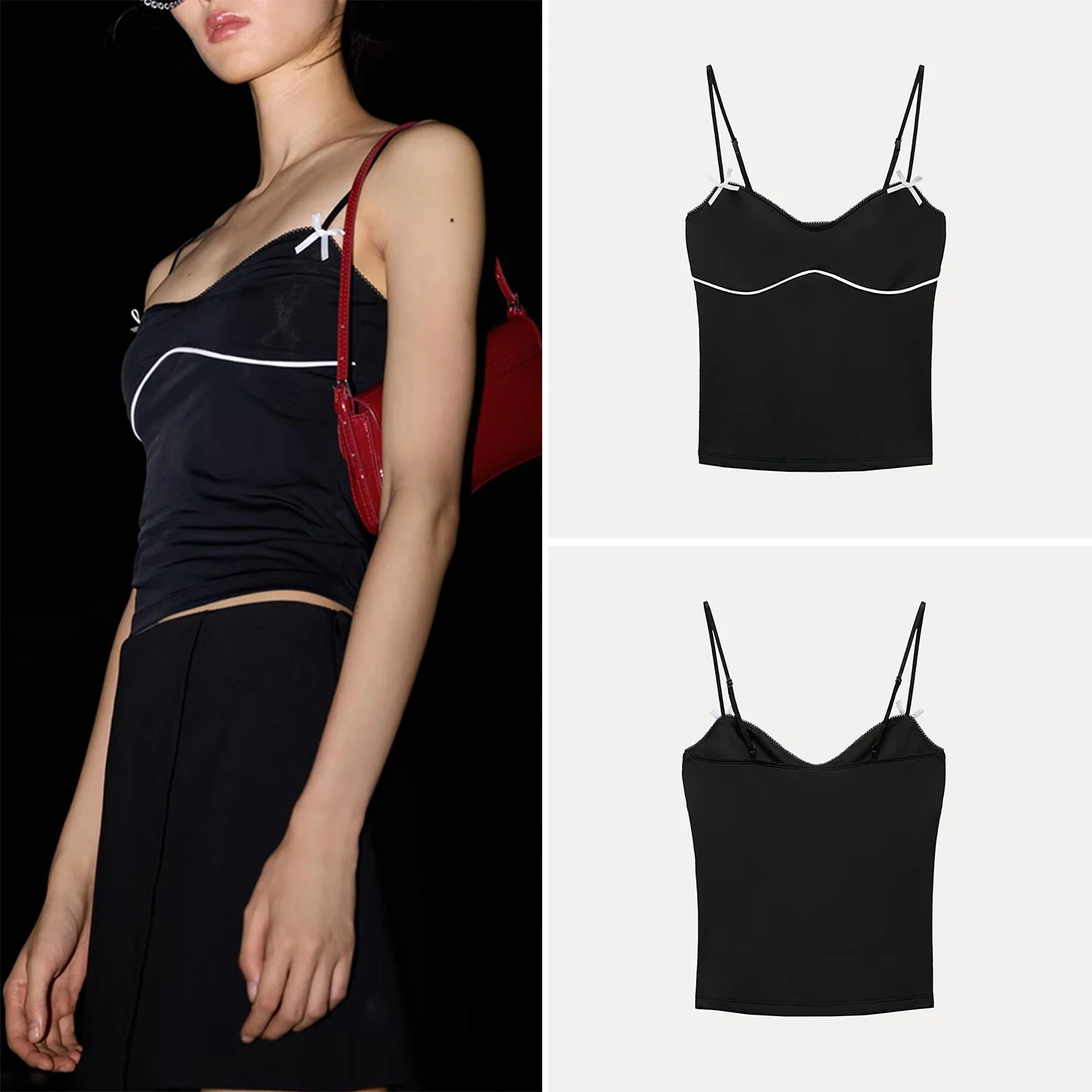 

Женский топ из нейлоновой смеси с милым узлом Z, модная европейская внутренняя одежда для осеннего сезона