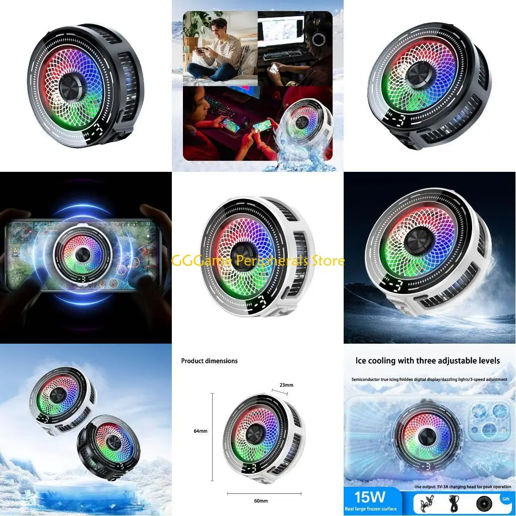 

U55B Phone Refrigerating Fan 3 Speed Approaches Live Temperature Display Clip Consistent Multiple Devices