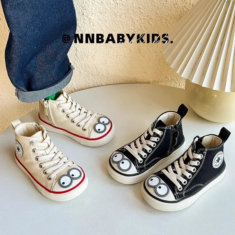 Spring Autumn High-top Kids Canvas Designer Shoes Children's Sports Sneakers Boys Girls Casual Running Board Shoes Teen Footwear