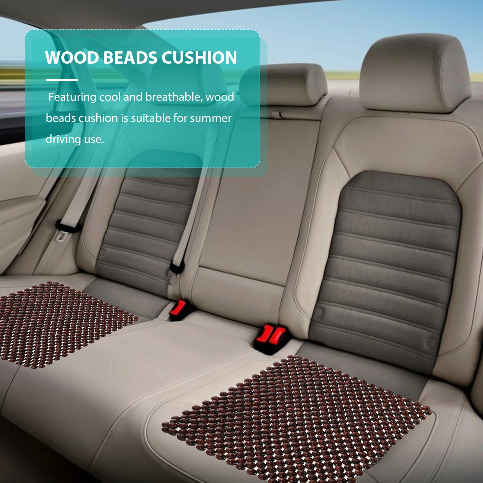 

1 pc Summer Cool Car Seat Cushion Wooden Beads Square Pad Comfortable Driving Durable Wood Seat Cover Natural Color Easy
