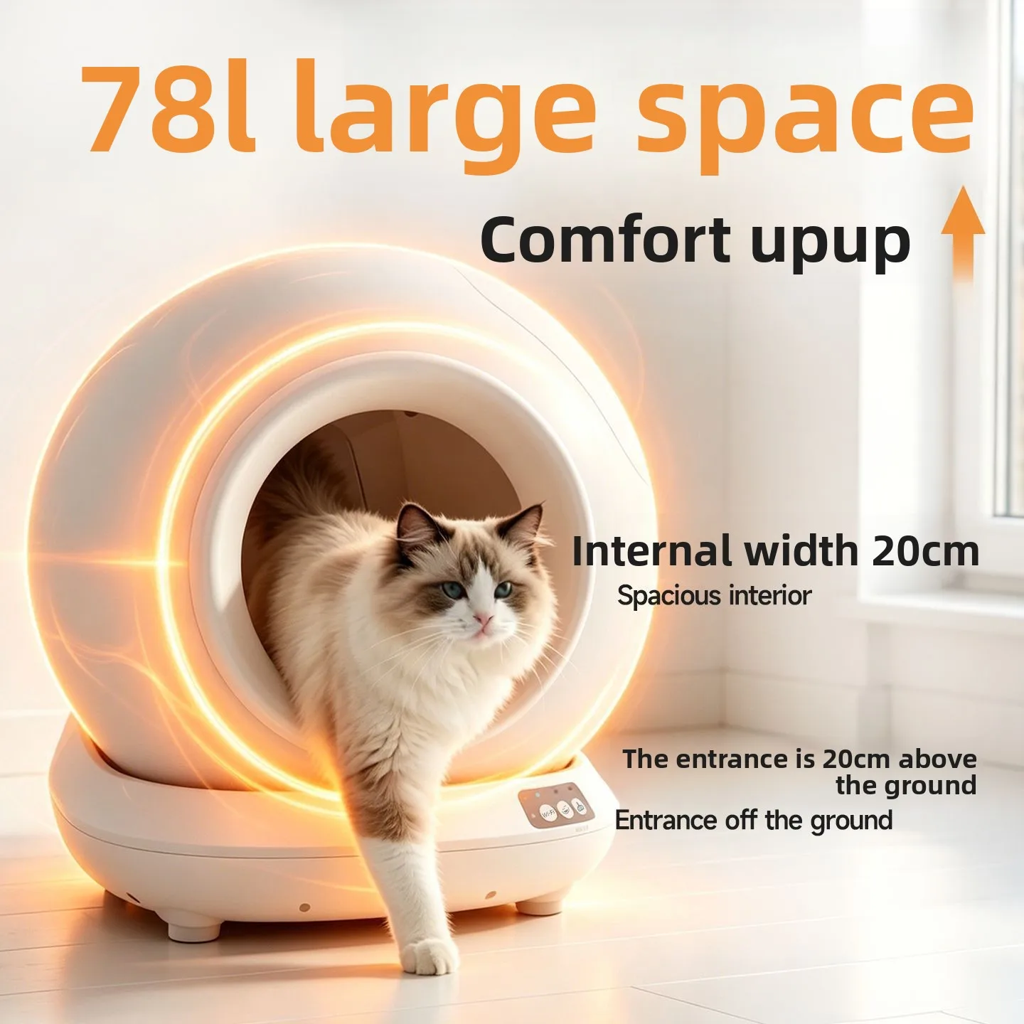 Smart Self-Cleaning Enclosed Cat Litter Box Extra Large, WiFi Remote Control Anti-Tracking Toilet, Pet Accessory