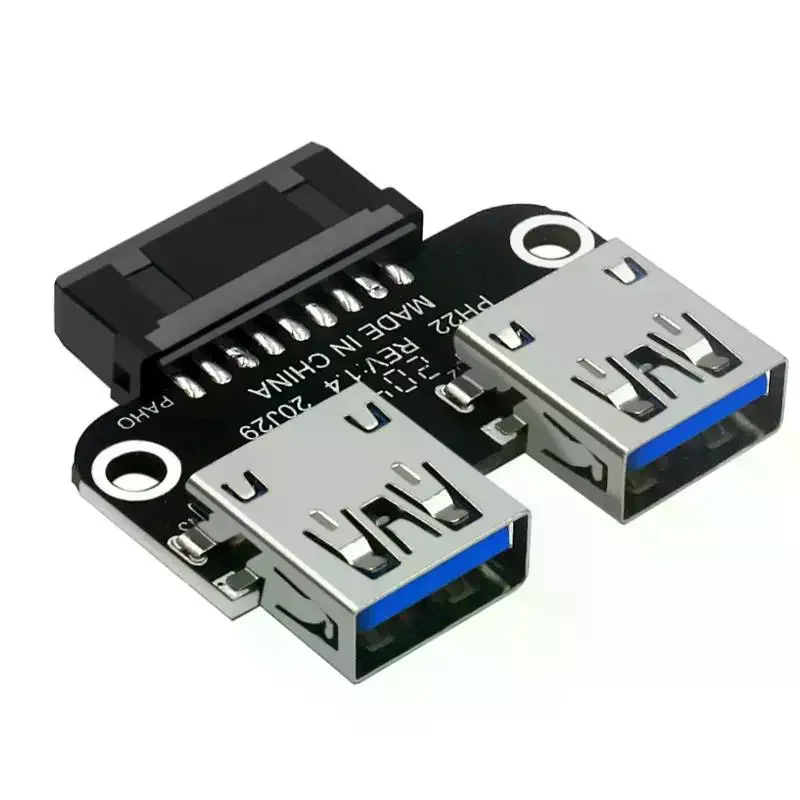 USB 3.0 19/20 Pin Socket To Dual USB 3.0 A Splitter Anti-Interference Stable Female Motherboard Adapter 1Pcs