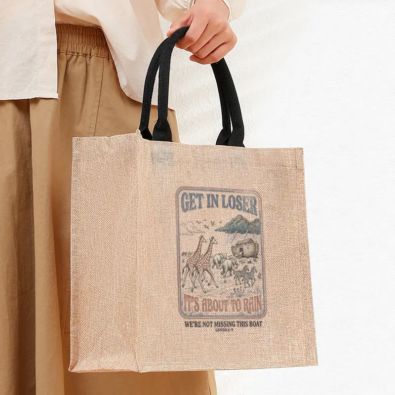 

Funny Christian Linen Tote Bag Durable and Stylish Khaki Fabric Closure for Shopping Travel Outdoor Bags Gift for Christians