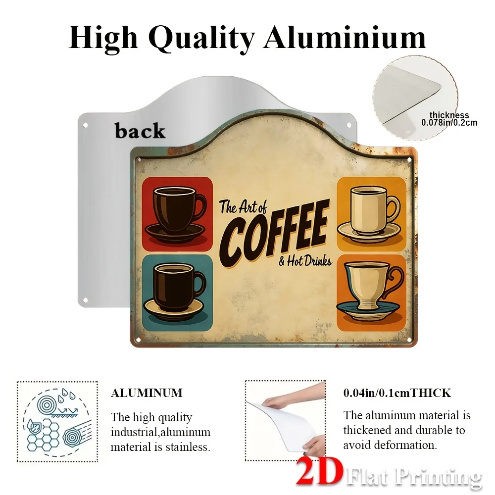 2D Flat, Aluminum Sign Of Featuring A Vintage Design Titled 'The Art Of & Hot Drinks'. This Art Print Is Ideal For Decorating