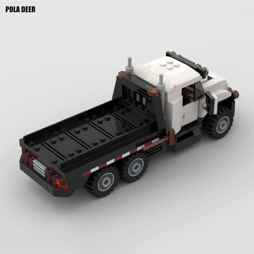 Poladeer 331 Pcs American Flatbed Heavy Tractor Truck Small Particle Assembly Building Blocks Puzzle Model Boy Toy Holiday Gift