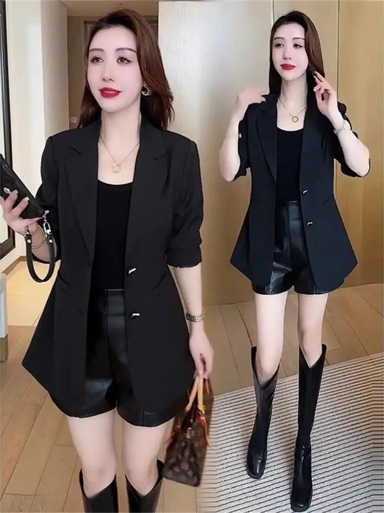 

Faionable Women's Suit Jaet Spring 2025 New Sle Slimming Versatile Long Sve Button up Casual Chic Meat Covering