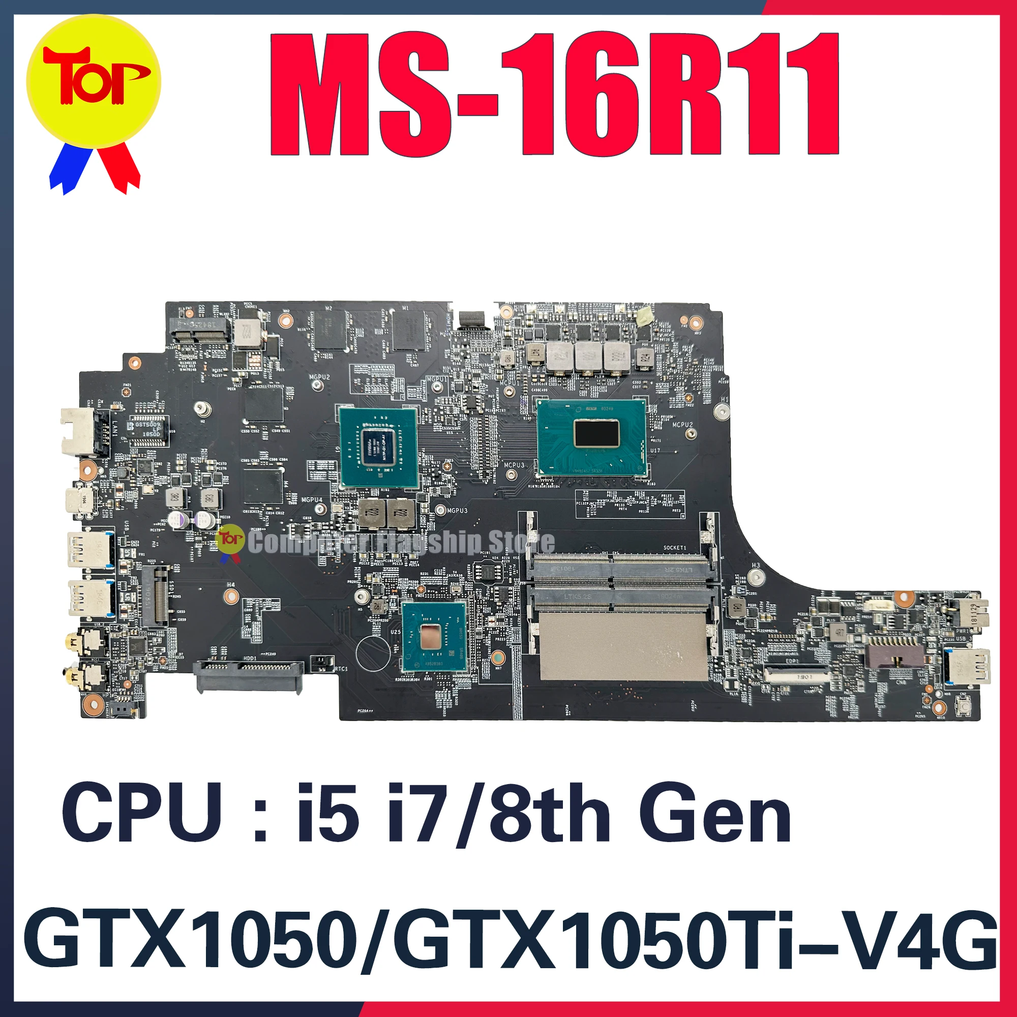 KEFU Mainboard For MSI MS-16R11 MS-16R1 GF63 Laptop Motherboard i5 i7 8th Gen GTX1050 GTX1050Ti V4G 100% Test OK